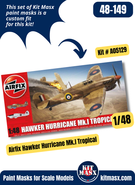 Airfix Hawker Hurricane Mk.I Tropical "Royal Air Force (RAF) No. 274 Squadron, 1941" 1/48 Master Mask Set, Kit # A05129