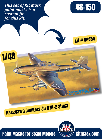 Hasegawa Junkers Ju 87G-2 Stuka "Kdr./SG2" 1/48 Main Marking Paint Masks, Kit # 09054