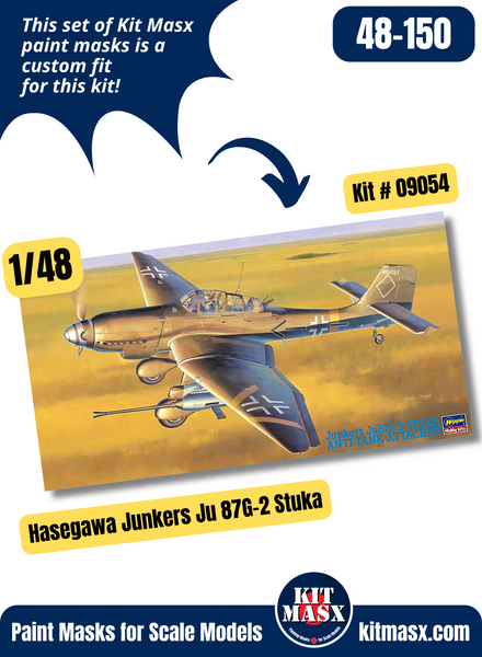 Hasegawa Junkers Ju 87G-2 Stuka "Kdr./SG2" 1/48 Master Mask Set, Kit # 09054