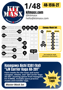 Hasegawa Aichi D3A1 (Val) "IJN Carrier Kaga AII-201" 1/48 Master Mask Set, Kit # 09056