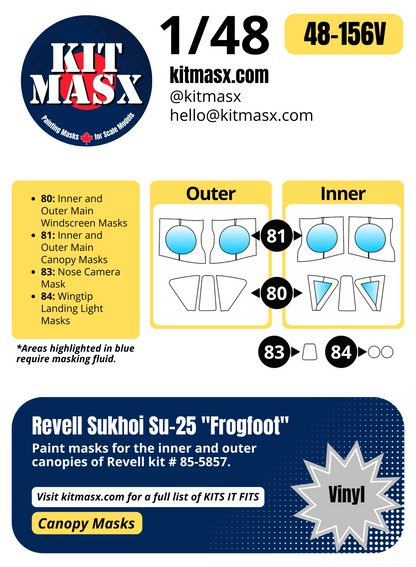Revell Sukhoi Su-25 "Frogfoot" 1/48 Canopy Paint Masks, Kit # 85-5857