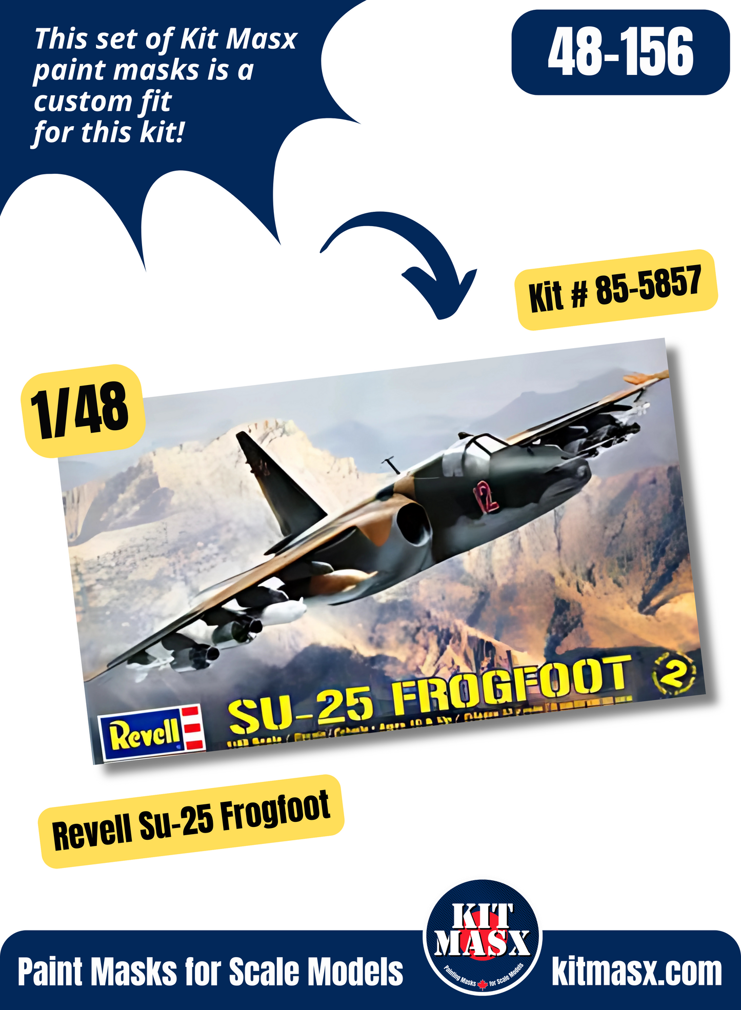 Revell Sukhoi Su-25 "Frogfoot" 1/48 Canopy Paint Masks, Kit # 85-5857