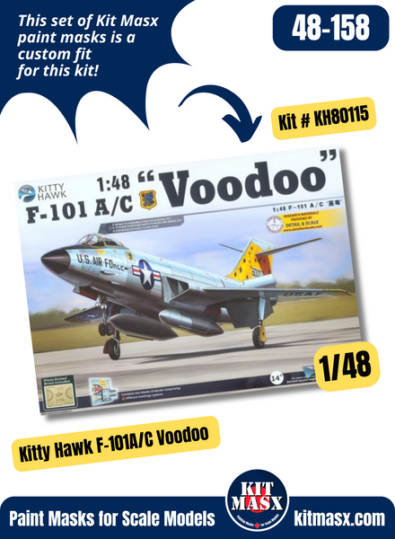 Kitty Hawk McDonnell F-101A/C Voodoo 1/48 Canopy Paint Masks, Kit # KH80115