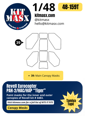 Revell Eurocopter PAH-2/HAC/HAP "Tiger" 1/48 Canopy Paint Masks, Kit # 4483