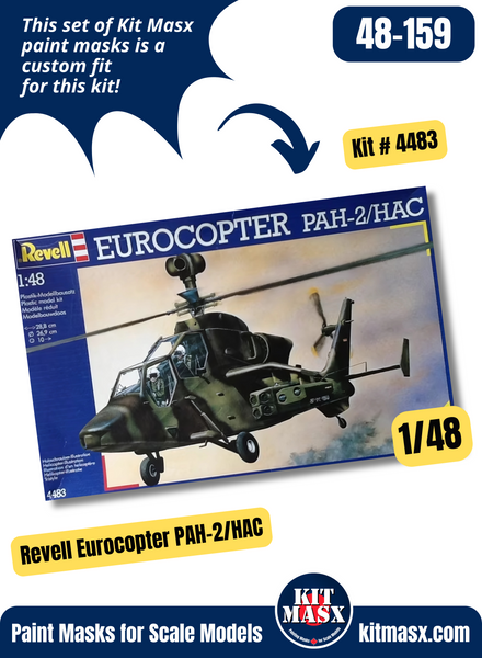 Revell Eurocopter PAH-2/HAC/HAP "Tiger" 1/48 Canopy Paint Masks, Kit # 4483