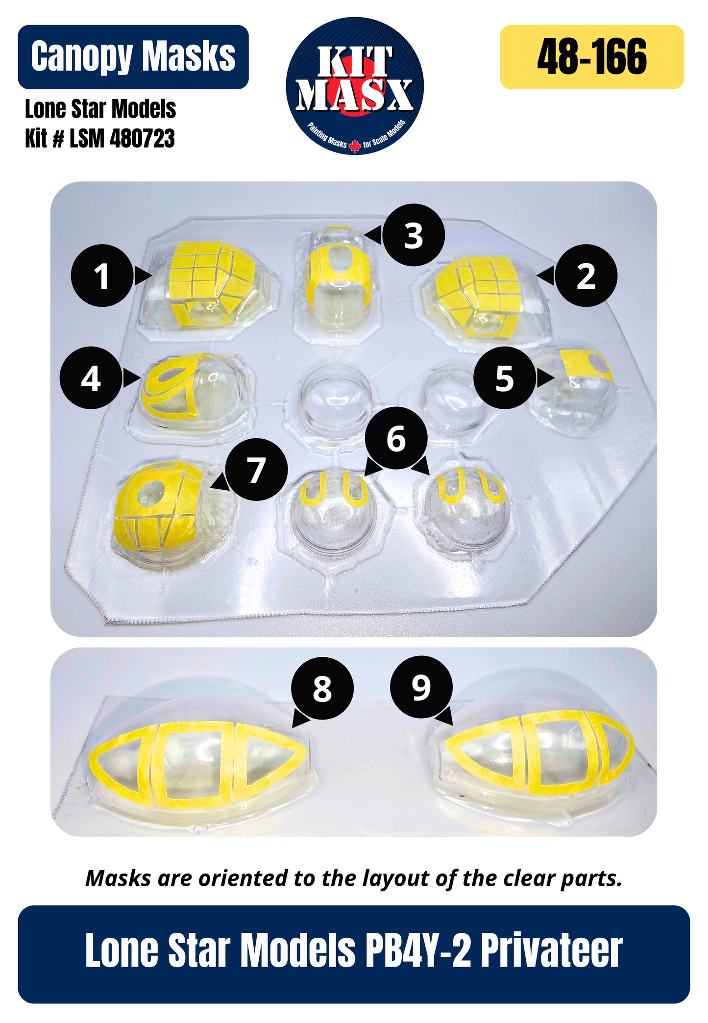 Lone Star Models PB4Y-2 Privateer 1/48 Canopy Paint Masks, Kit # LSM 480723