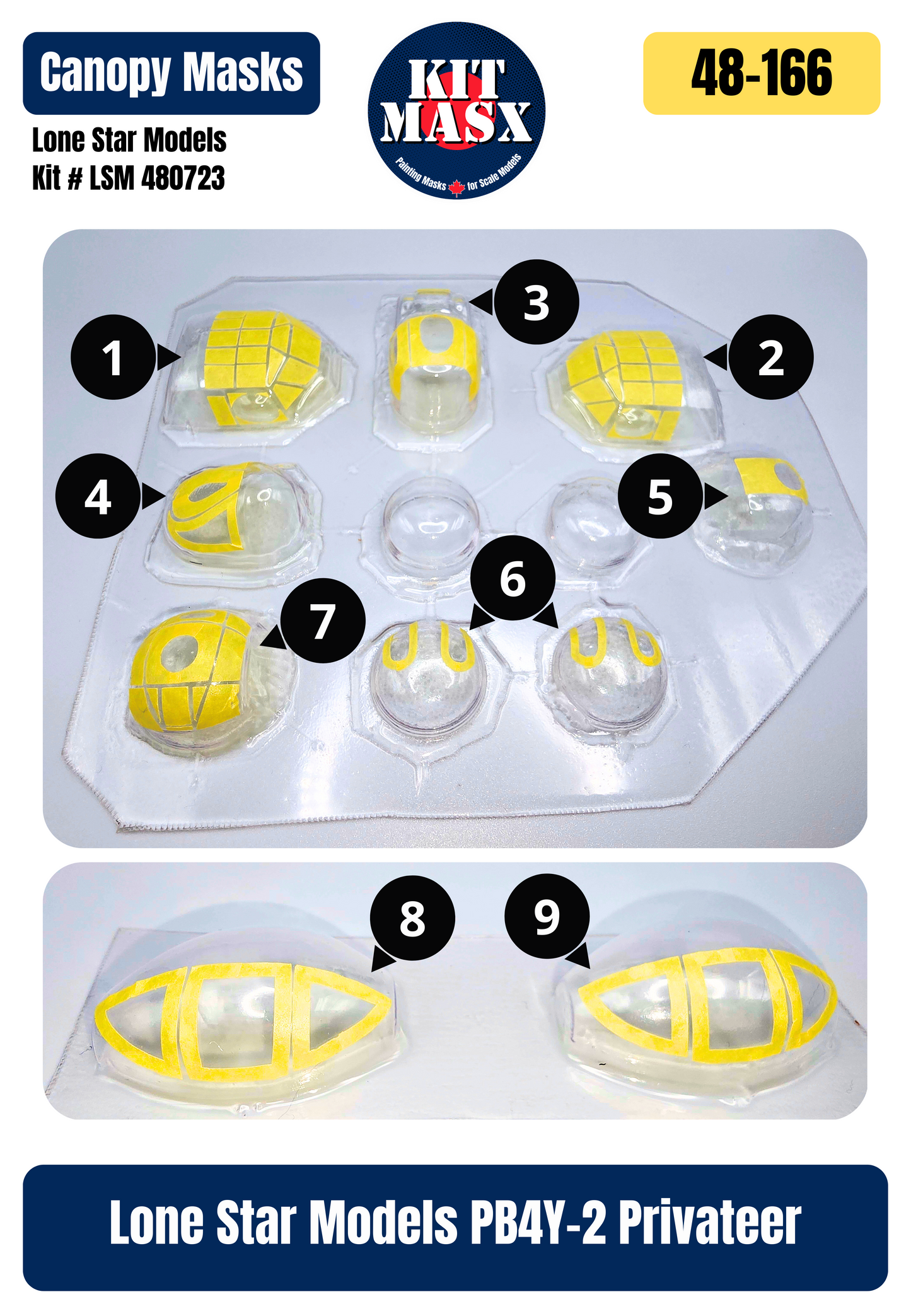Lone Star Models PB4Y-2 Privateer 1/48 Canopy Paint Masks, Kit # LSM 480723