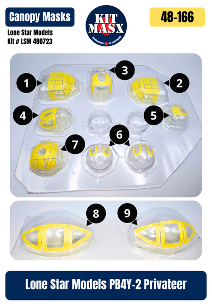 Lone Star Models PB4Y-2 Privateer 1/48 Canopy Paint Masks, Kit # LSM 480723