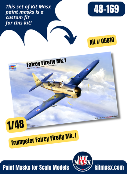 Trumpeter Fairey Firefly Mk.I 1/48 Canopy & Wheel Paint Masks, Kit # 05810