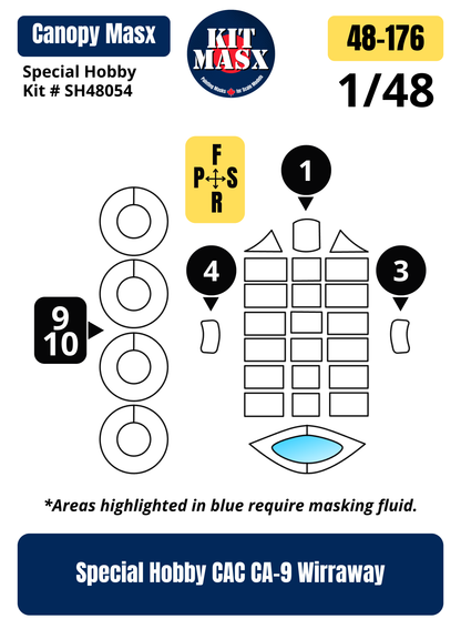 Special Hobby CAC CA-9 Wirraway 1/48 Canopy & Wheel Paint Masks, Kit # SH48054 (48176)