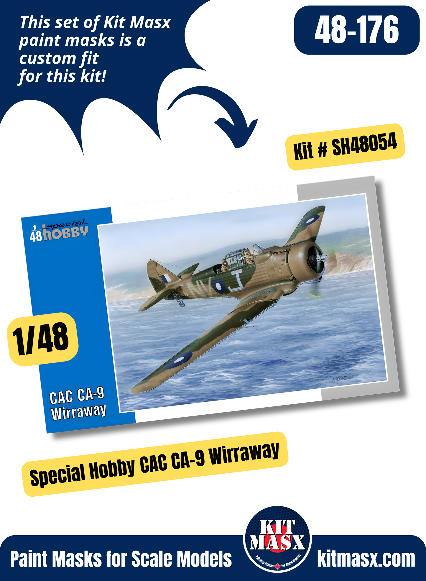 Special Hobby CAC CA-9 Wirraway 1/48 Canopy & Wheel Paint Masks, Kit # SH48054