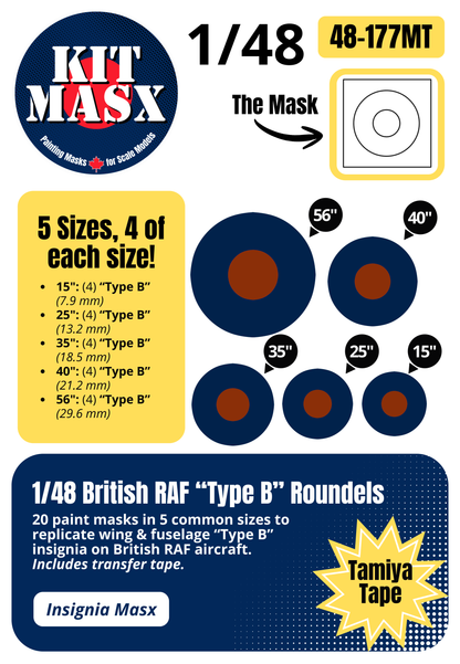 British RAF Roundels "Type B" 1/48 National Insignia Paint Masks (48177M)