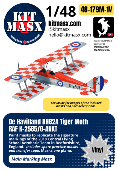 De Havilland DH82A Tiger Moth RAF K-2585/G-ANKT 1/48 Main Marking Paint Masks (48179M1)