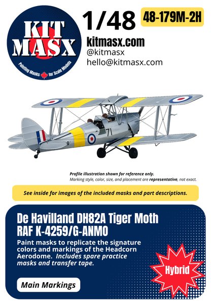 De Havilland DH82A Tiger Moth RAF K-4259/G-ANMO 1/48 Main Marking Paint Masks