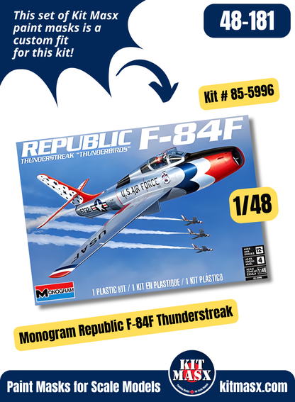 Monogram Republic F-84F "Thunderstreak" 1/48 Canopy & Wheel Paint Masks, Kit # 85-5996