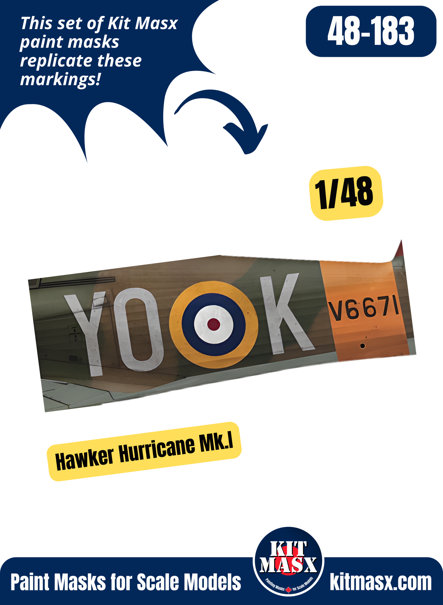 Hawker Hurricane Mk.1 V6671, 1 (RCAF) Squadron, Sept 1940 1/48 Main Marking Paint Masks