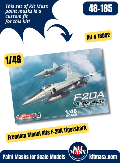 Freedom Model Kits Northrop F-20A, F/A-20C Tigershark 1/48 Canopy & Wheel Paint Masks, Kit # 18002