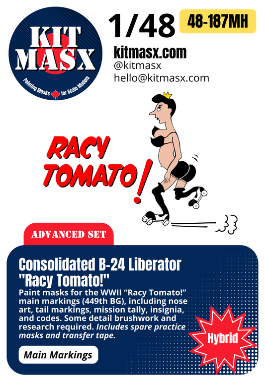 Consolidated B-24 Liberator "Racy Tomato!" 1/48 Main Marking Paint Masks