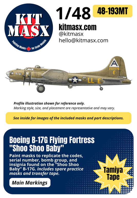 Boeing B-17G Flying Fortress “Shoo Shoo Baby” 1/48 Main Marking Paint Masks