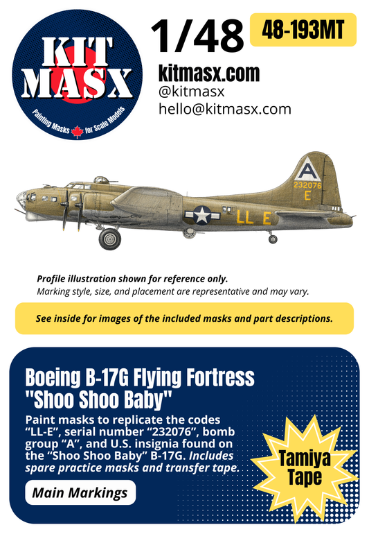 Boeing B-17G Flying Fortress “Shoo Shoo Baby” 1/48 Main Marking Paint Masks