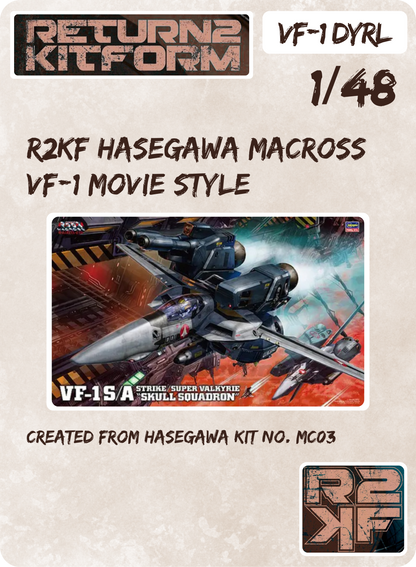 R2KF Hasegawa Macross VF-1 "DYRL (Movie) Style" Valkyrie 1/48 Canopy Paint Masks, Kit # MC03 (VF-1 DYRL STYLE)