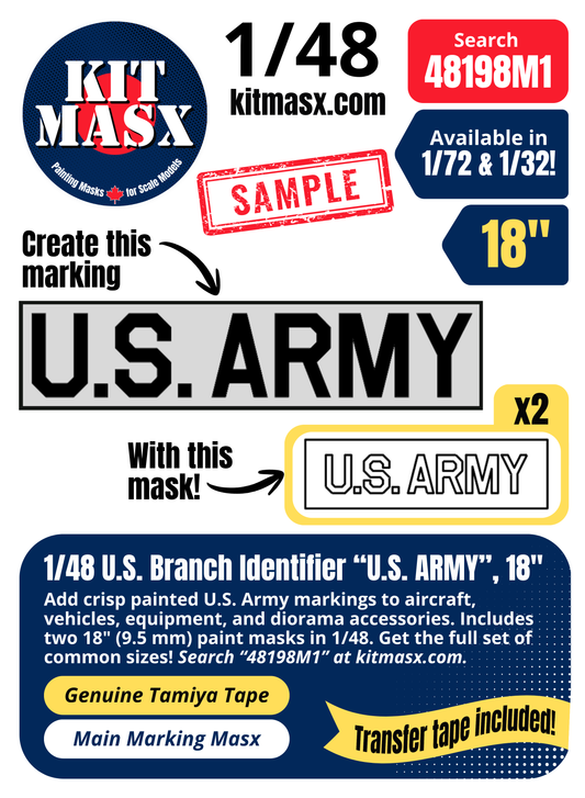 Kit Masx Sample: 1/48 U.S. Branch Identifier "U.S. ARMY", 18-inch