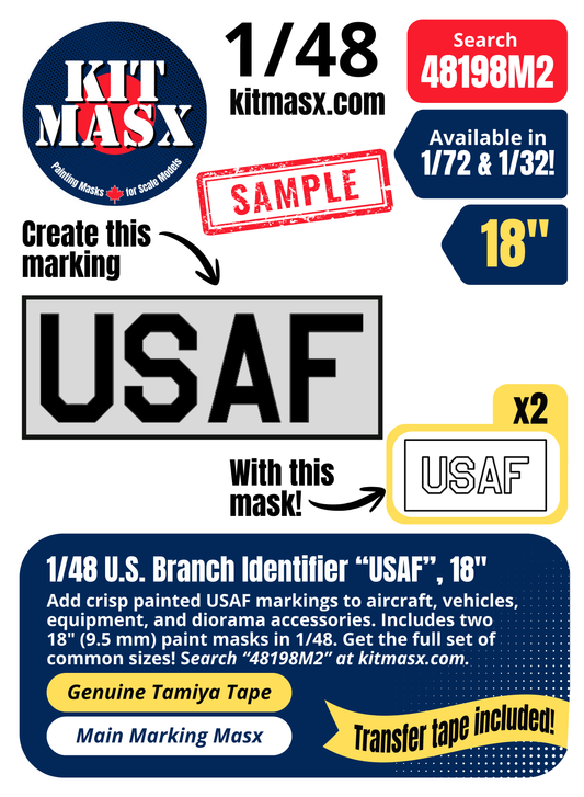 Kit Masx Sample: 1/48 U.S. Branch Identifier "USAF", 18-inch