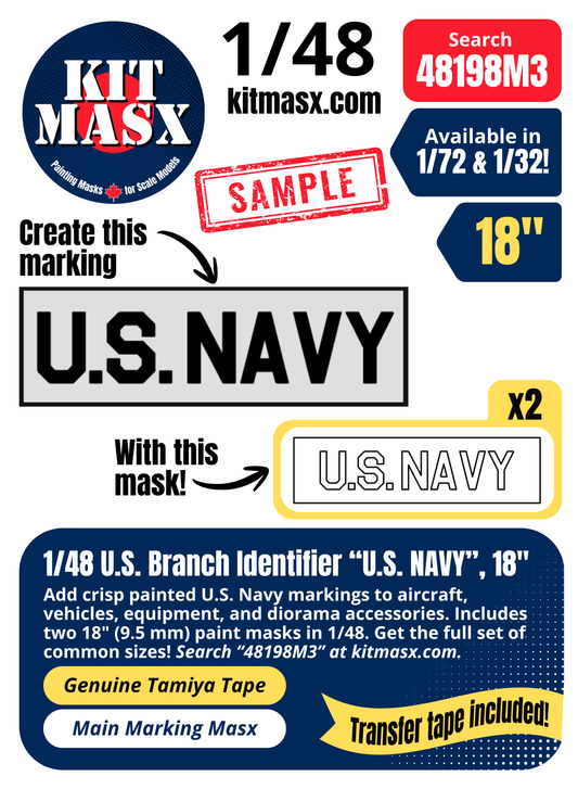 Kit Masx Sample: 1/48 U.S. Branch Identifier "U.S. NAVY", 18-inch