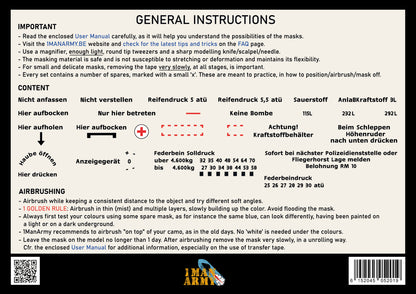 1ManArmy 1/48 Focke-Wulf 190 A-Series Maintenance Data Stencils, Generic High-Definition Paint Masks, 48GEN305