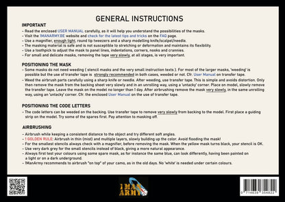 1ManArmy 1/48 WWII RAF 22-inch Code Letters, Generic High-Definition Paint Masks, 48GEN502