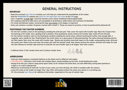 1ManArmy 1/48 WWII Luftwaffe Fighter Numbers 13.5 mm, Generic High-Definition Paint Masks, 48GEN600