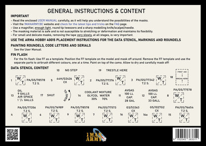 1ManArmy 1/48 Arma Hobby Hurricane Mk.I Full Marking Set, High-Definition Paint Masks, 48KIT003