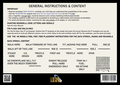 1ManArmy 1/48 HK Models Avro Lancaster Full Marking Set, High-Definition Paint Masks, 48KIT006
