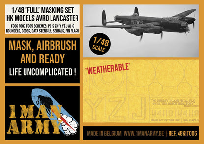 1ManArmy 1/48 HK Models Avro Lancaster Full Marking Set, High-Definition Paint Masks, 48KIT006