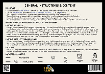 1ManArmy 1/48 ICM HP.52 Hampden B.Mk.I Full Marking Set, High-Definition Paint Masks, 48KIT007