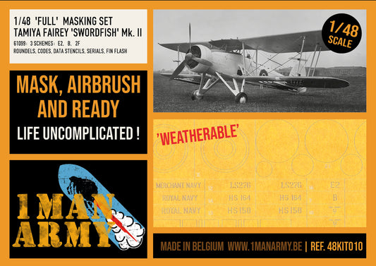 Tamiya Fairey 'Swordfish' Mk.II 1/48 Full Marking Set, High-Definition Paint Masks, 48KIT010