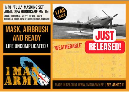 1ManArmy 1/48 Arma Sea Hurricane Mk.IIc Full Marking Set, High-Definition Paint Masks, 48KIT011