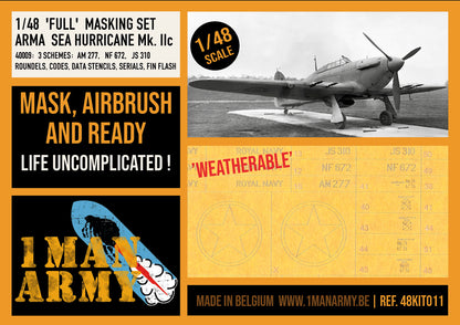 1ManArmy 1/48 Arma Sea Hurricane Mk.IIc Full Marking Set, High-Definition Paint Masks, 48KIT011
