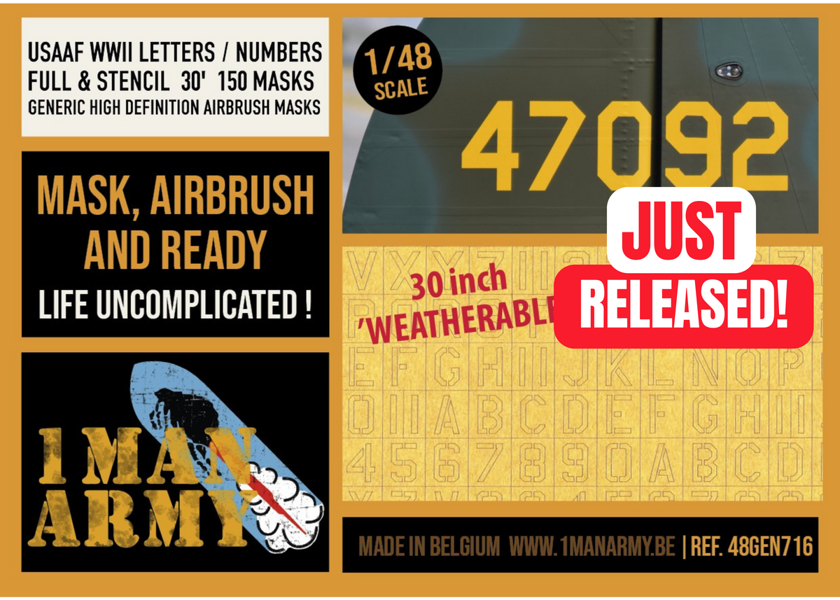 Usaaf Lettering USAAF WWII Letters & Numbers FULL & STENCIL FONT 30-inch 1/48 Generic ...