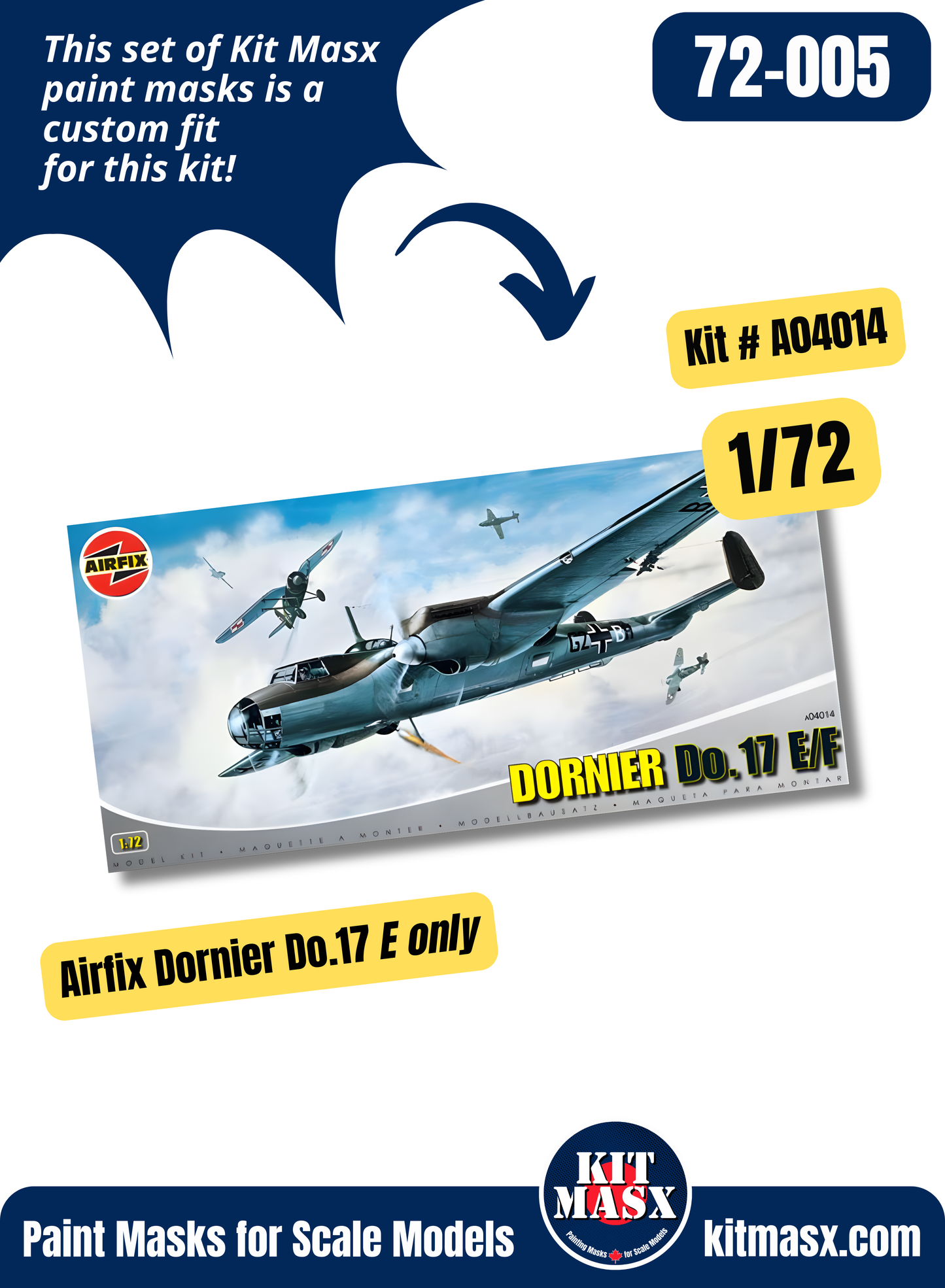 Airfix/MPC Dornier Do.17 E 1/72 Canopy & Wheel Paint Masks, Kit # A04014