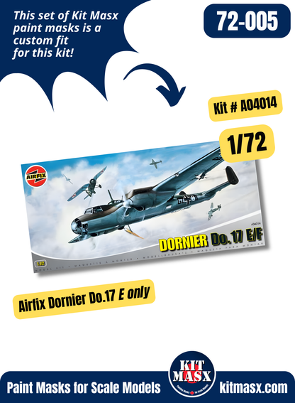 Airfix/MPC Dornier Do.17 E 1/72 Canopy & Wheel Paint Masks, Kit # A04014