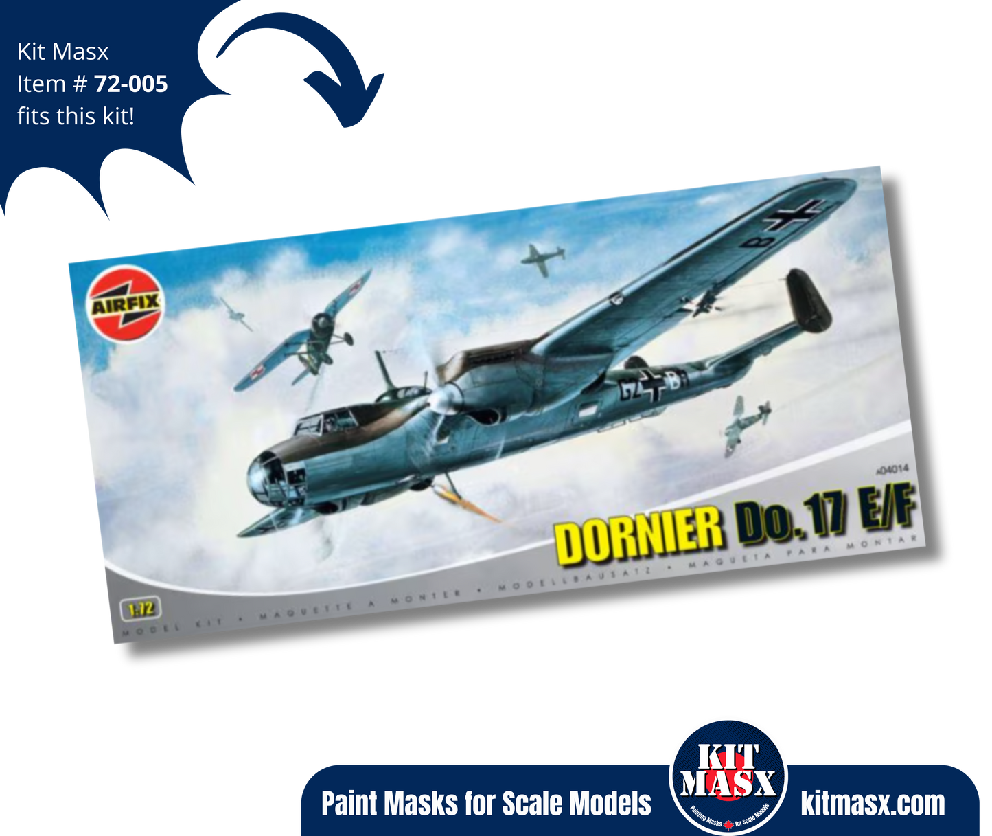 Airfix Dornier Do.17 E 1/72 Canopy & Wheel Paint Masks, Kit # A04014