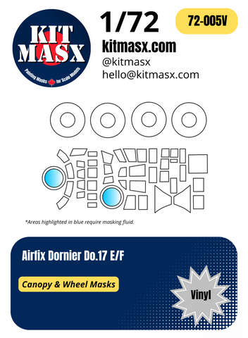 Airfix Dornier Do.17 E/F 1/72 Canopy & Wheel Masks