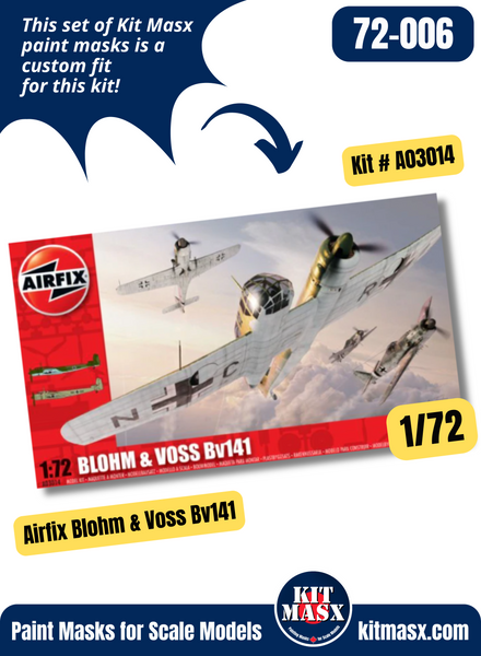 Airfix Blohm & Voss Bv 141/B 1/72 Canopy & Wheel Paint Masks, Kit # A03014