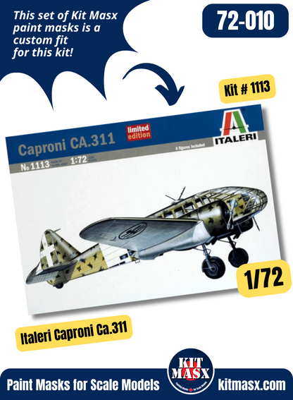 Italeri Caproni Ca.311/311M/313/314 1/72 Canopy & Wheel Paint Masks, Kit # 1113