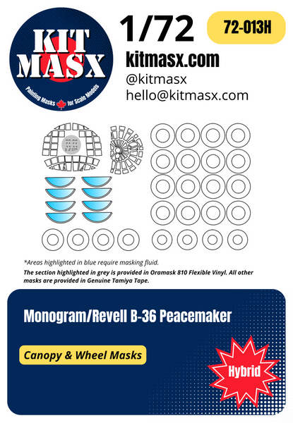 Monogram/Revell B-36 Peacemaker 1/72 Canopy & Wheel Masks