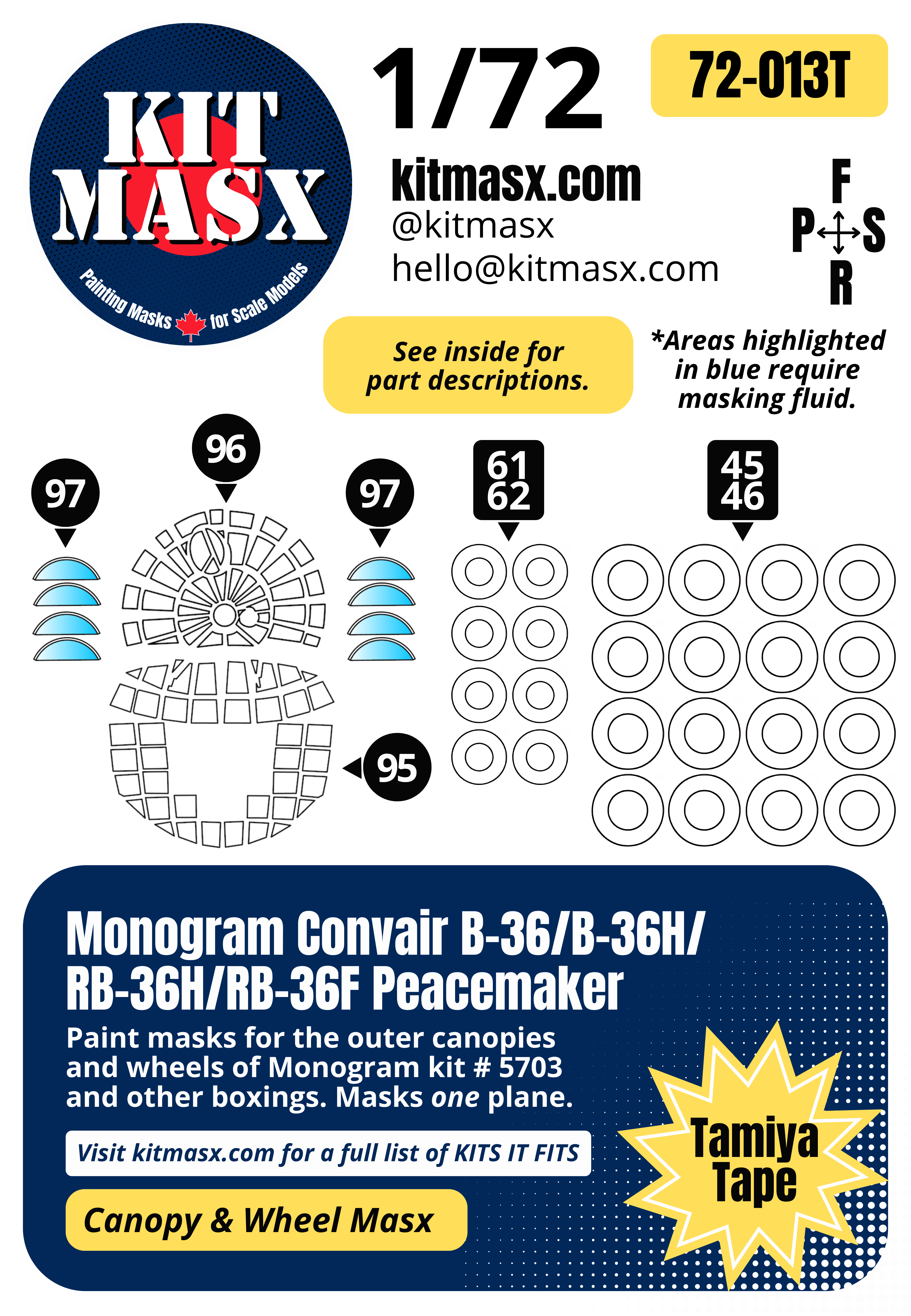 Canopy Mask Sets for Airplane Scale Models, All Scales – Kit Masx