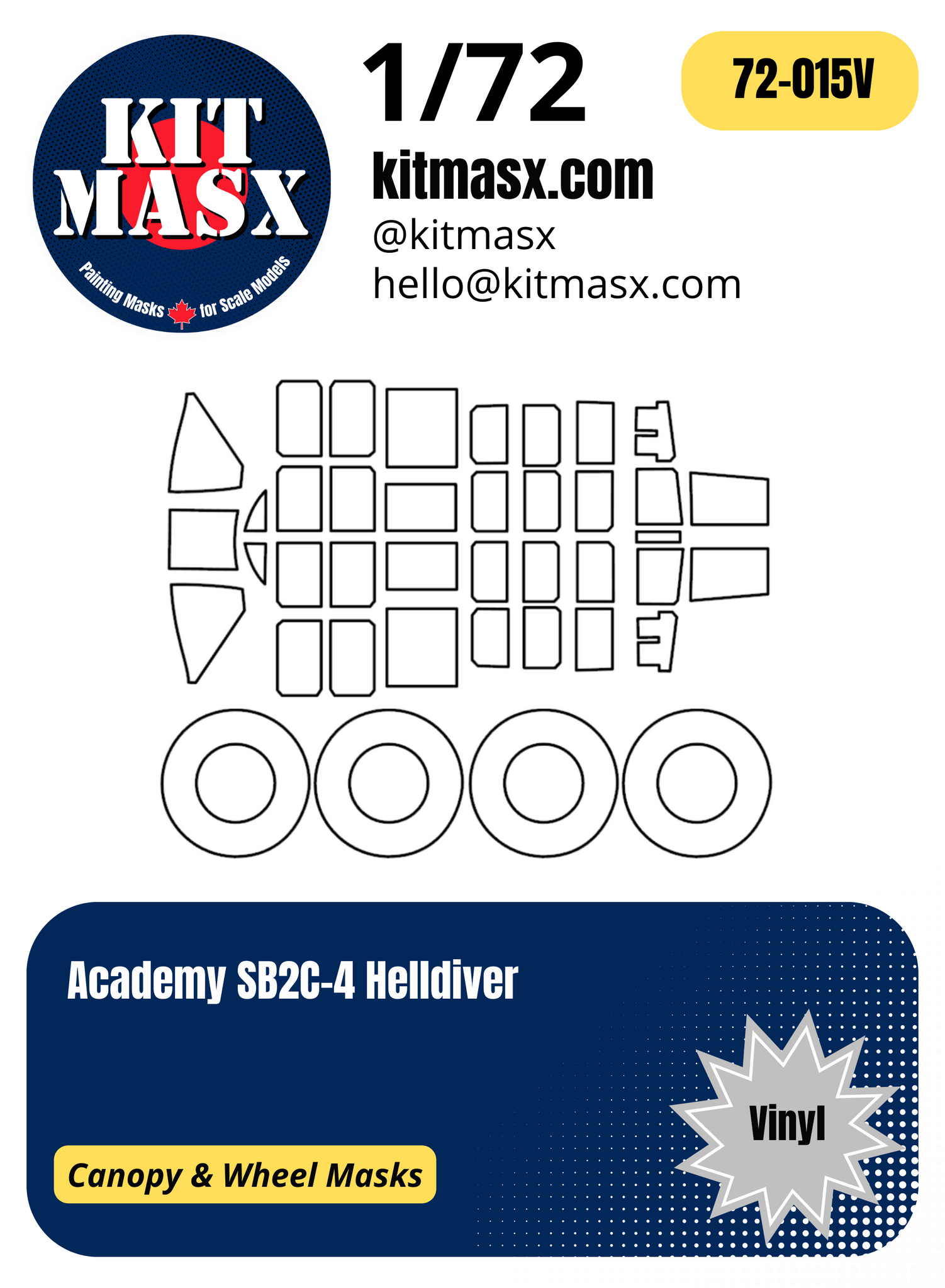 Academy SB2C-4 Helldiver 1/72 Canopy & Wheel Masks