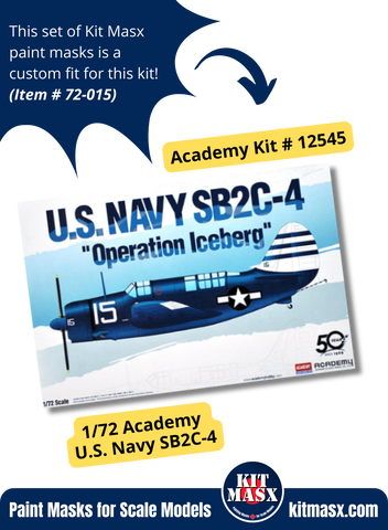 Academy Curtiss SB2C-4 Helldiver 1/72 Canopy & Wheel Paint Masks, Kit # 12545