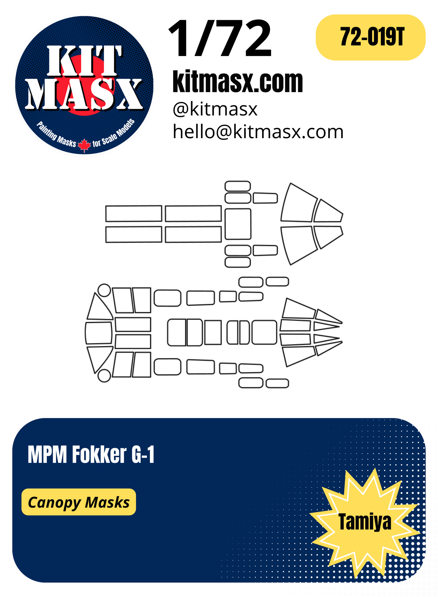 MPM Fokker G-1 1/72 Canopy Paint Masks, Kit # 72034